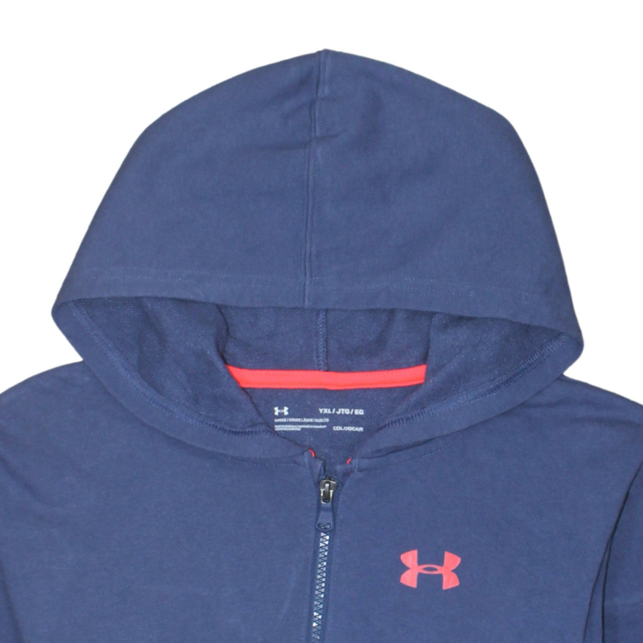 Under Armour Boys Navy Blue Full Zip Hoodie Size XL ColdGear Lined