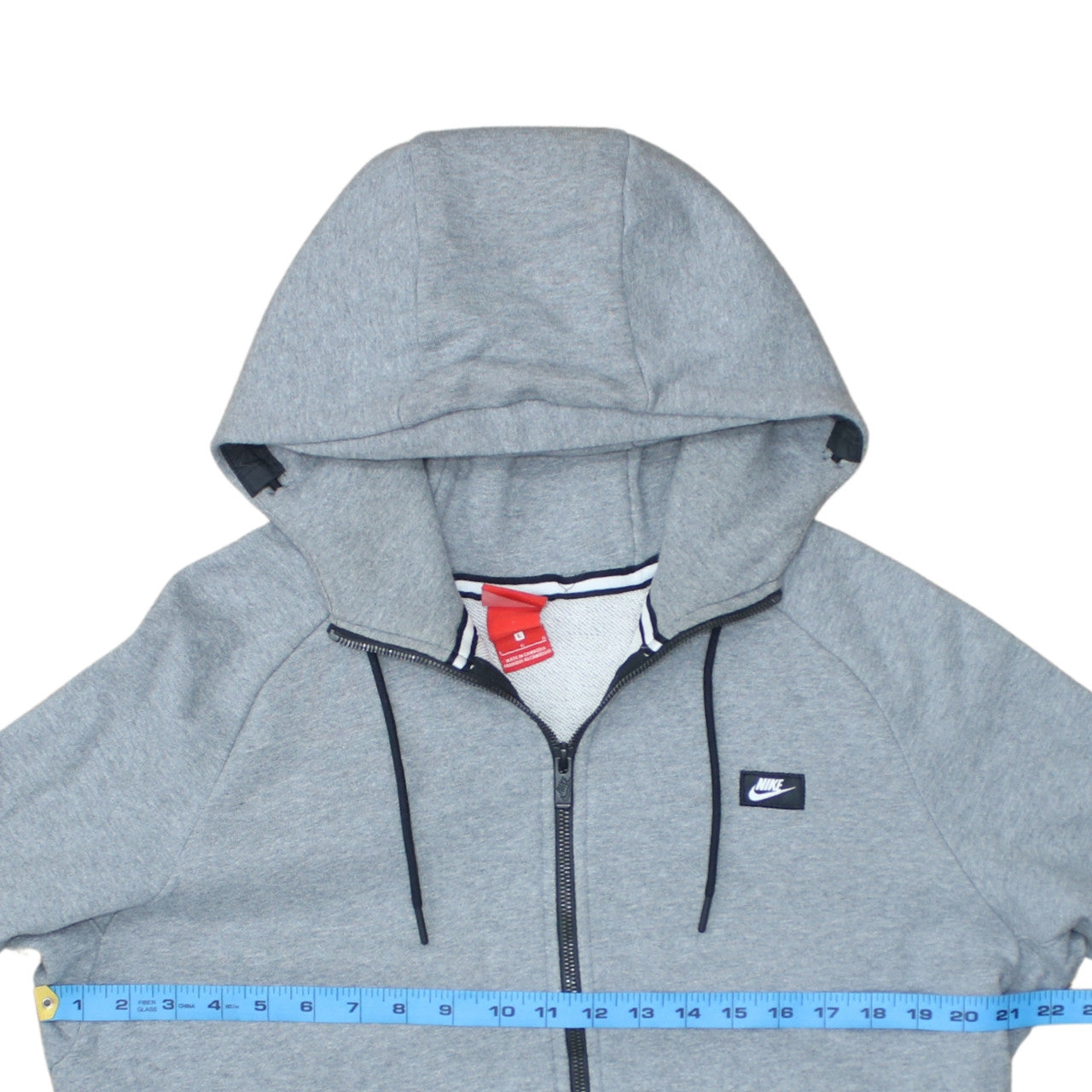 Nike Men's Grey Full Zip Hoodie L Regular Fit Sportswear