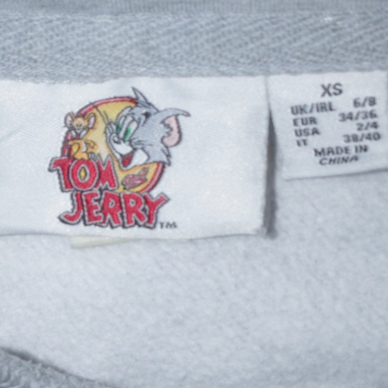 Primark Women Grey Tom & Jerry Hoodie XS Pullover Graphic Print