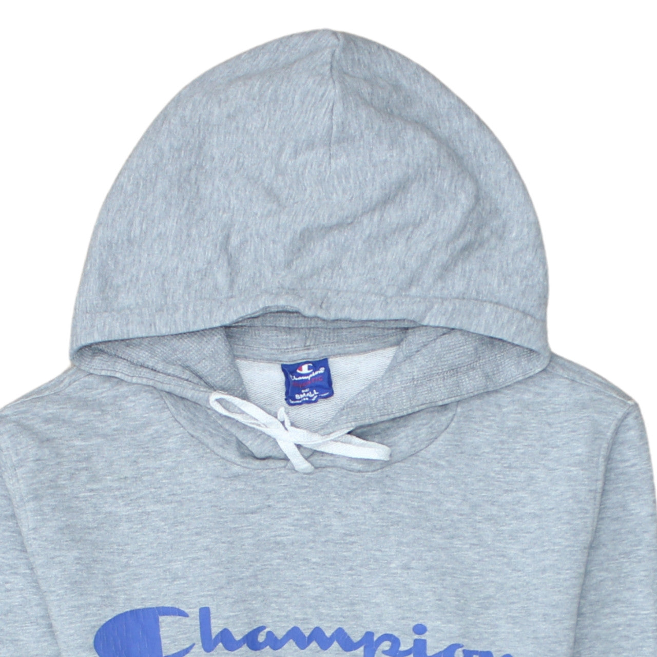 Champion Men Grey Small Pullover Hoodie with Logo Print