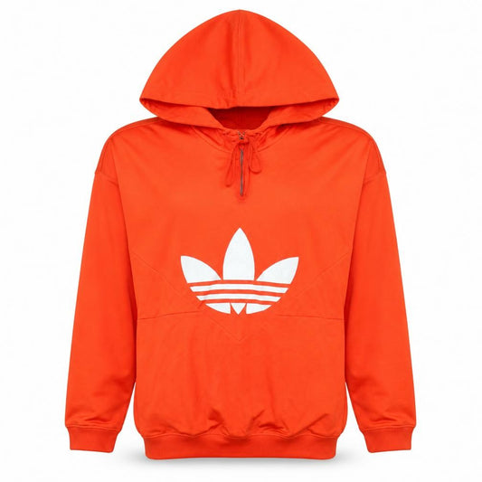 Adidas Womens Orange Hooded Pullover Sweatshirt Size 10 Logo Hoodie