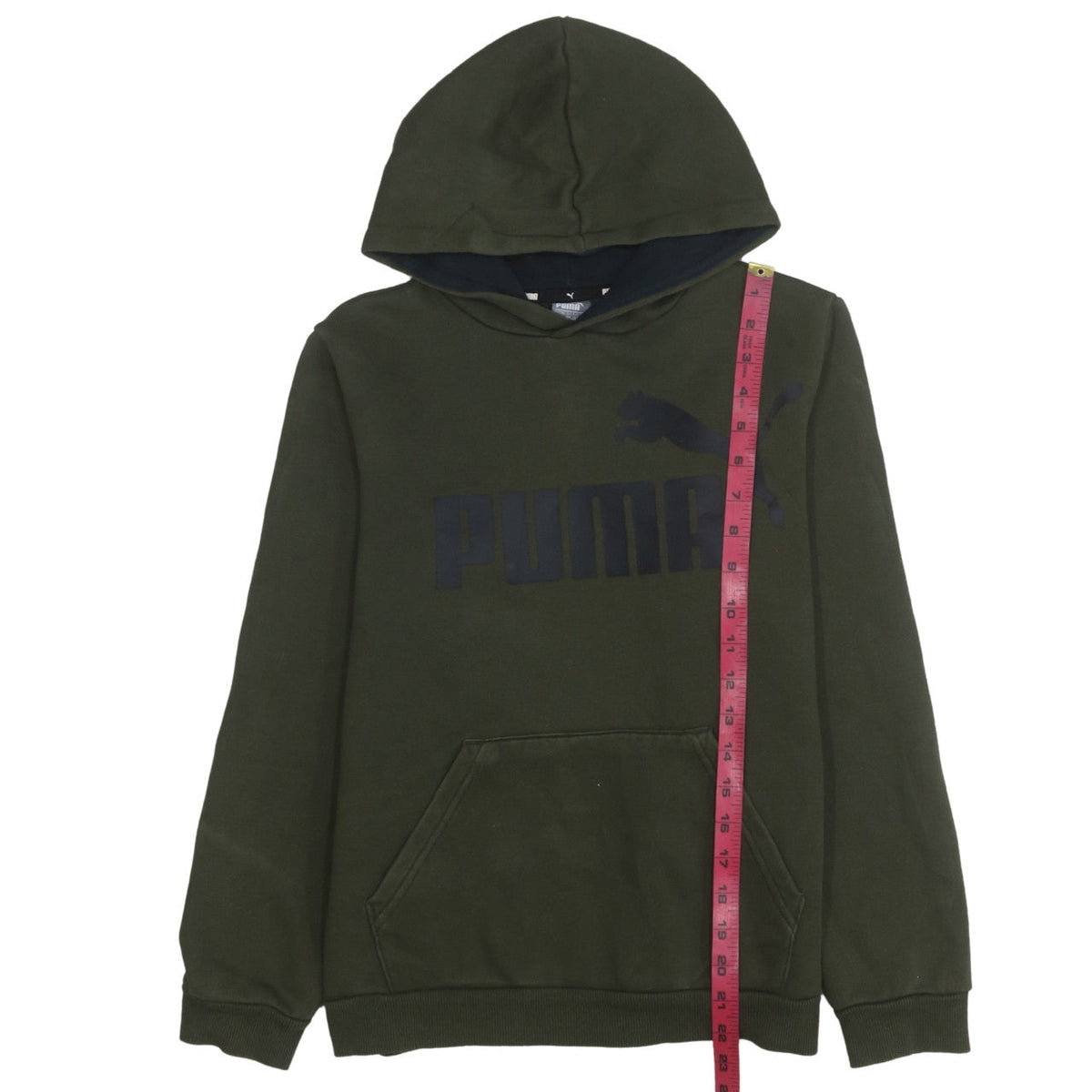 Puma Boys Green Pullover Hoodie Long Sleeve Logo Sweatshirt Size 14