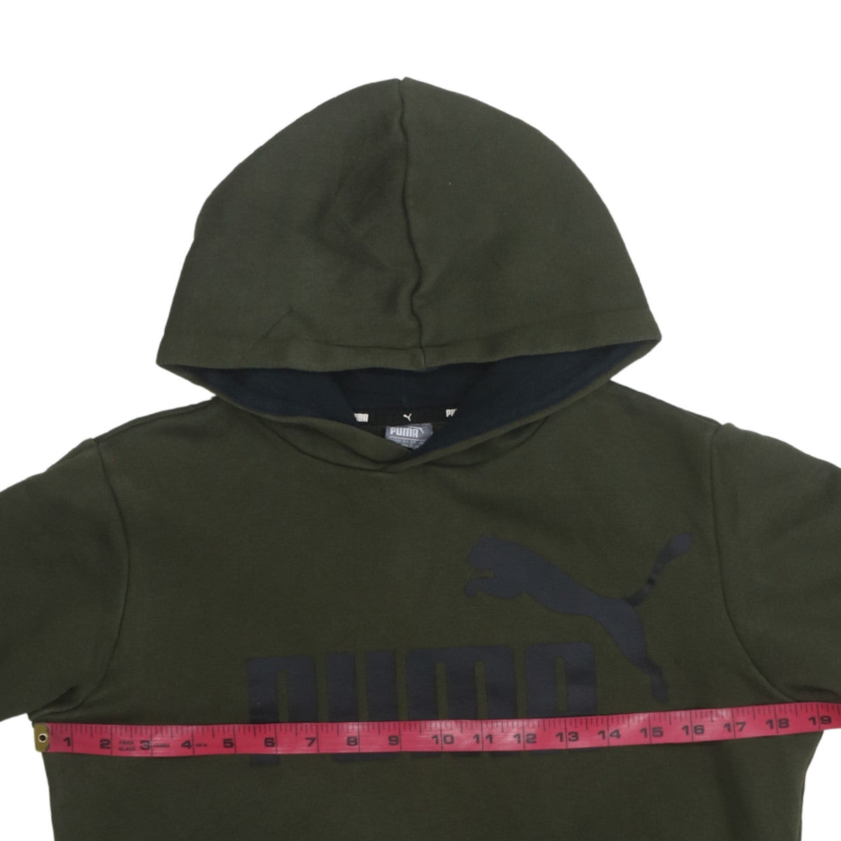Puma Boys Green Pullover Hoodie Long Sleeve Logo Sweatshirt Size 14