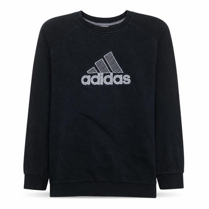 Front view of Adidas boys’ black xl sweatshirt long sleeve crew neck pullover
