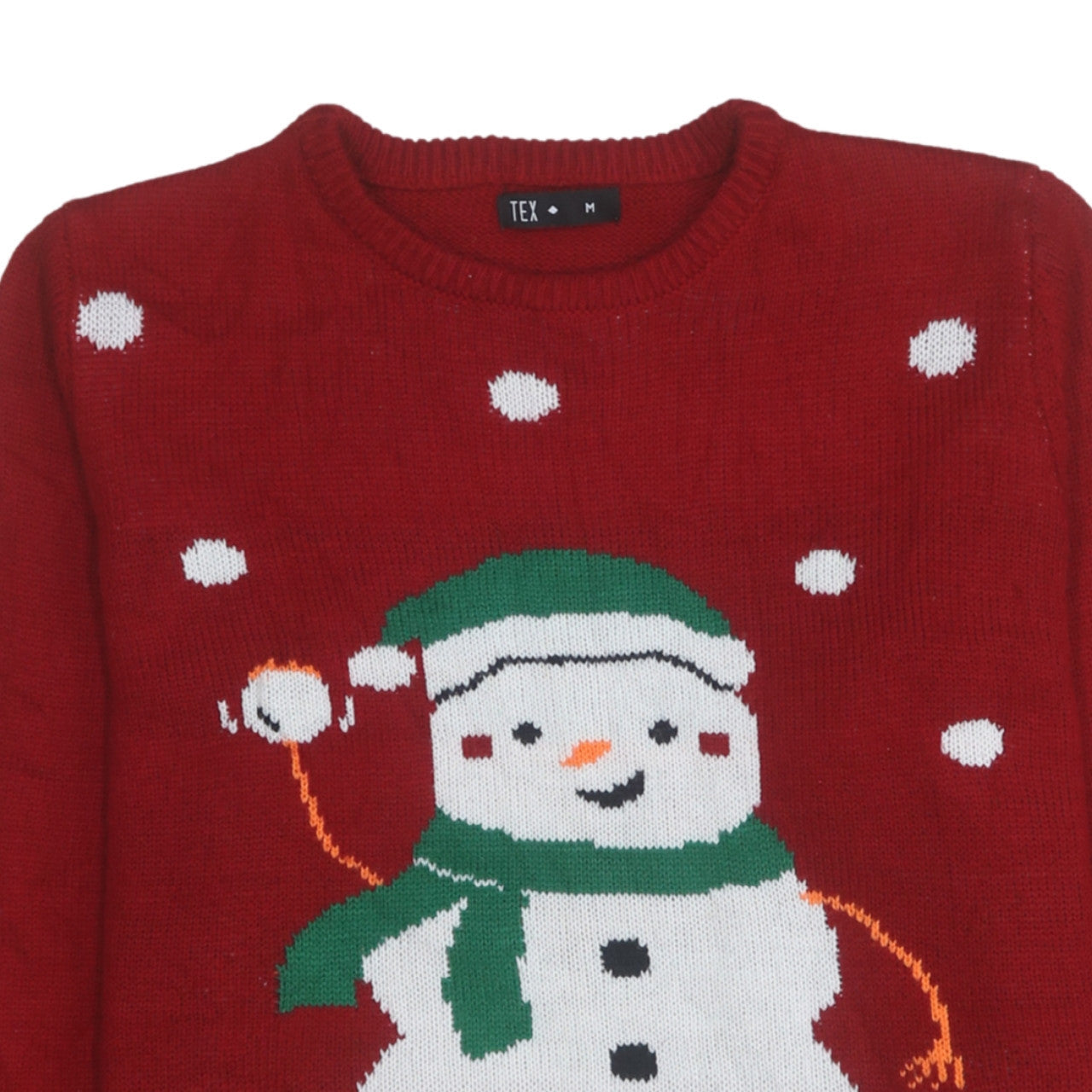 TEX Women Red Christmas Snowman Pullover Jumper M