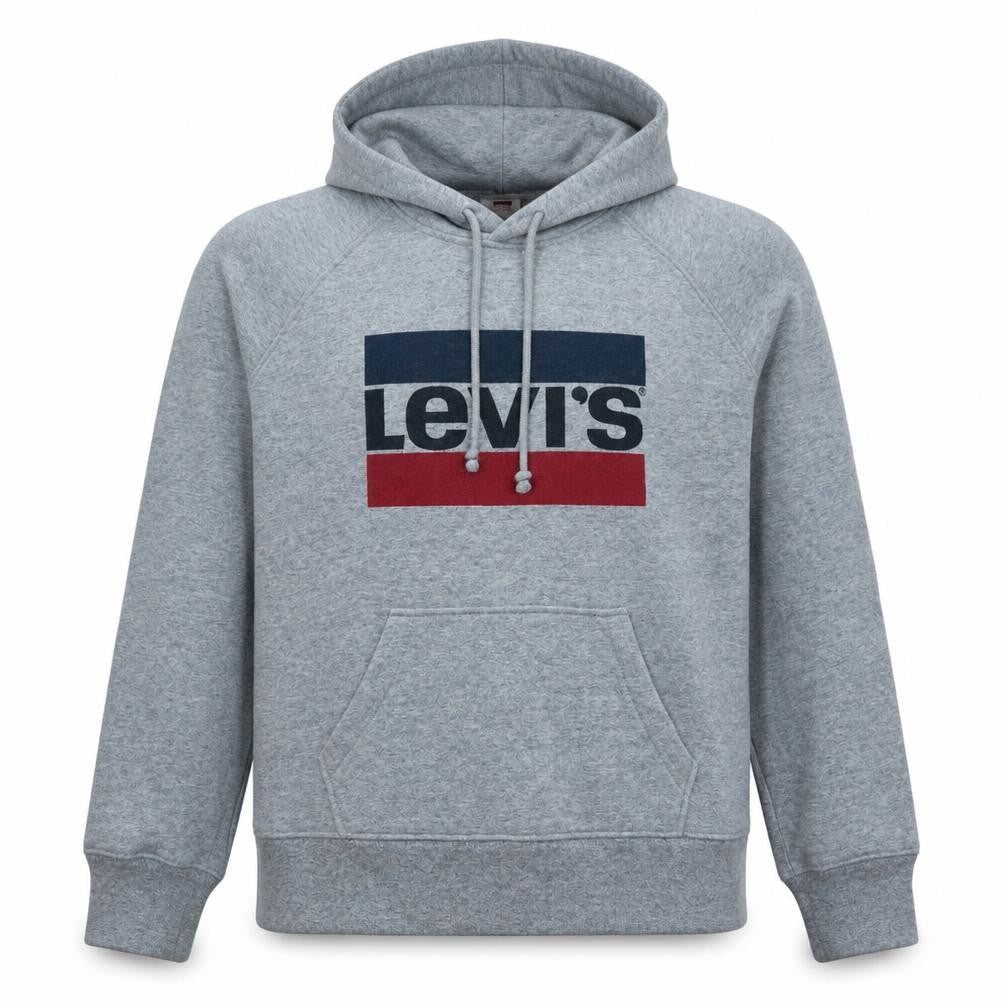 Levi's Men's Grey Pullover Hoodie Small Logo Fleece Sweatshirt