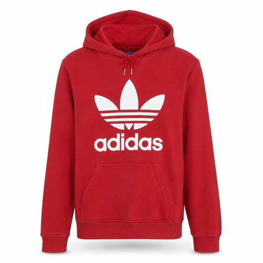Adidas Men’s Red Pullover Hoodie Size M Logo Sportswear Sweatshirt