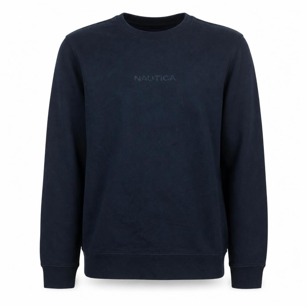 Nautica Men's Blue Crew Neck Logo Pullover Sweatshirt Size M