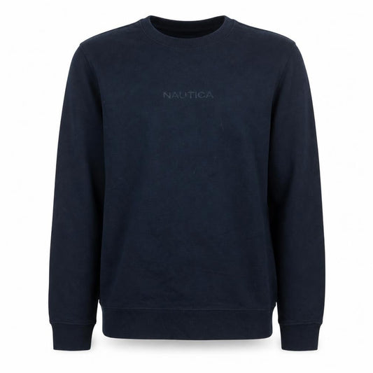 Nautica Men's Blue Crew Neck Logo Pullover Sweatshirt Size M