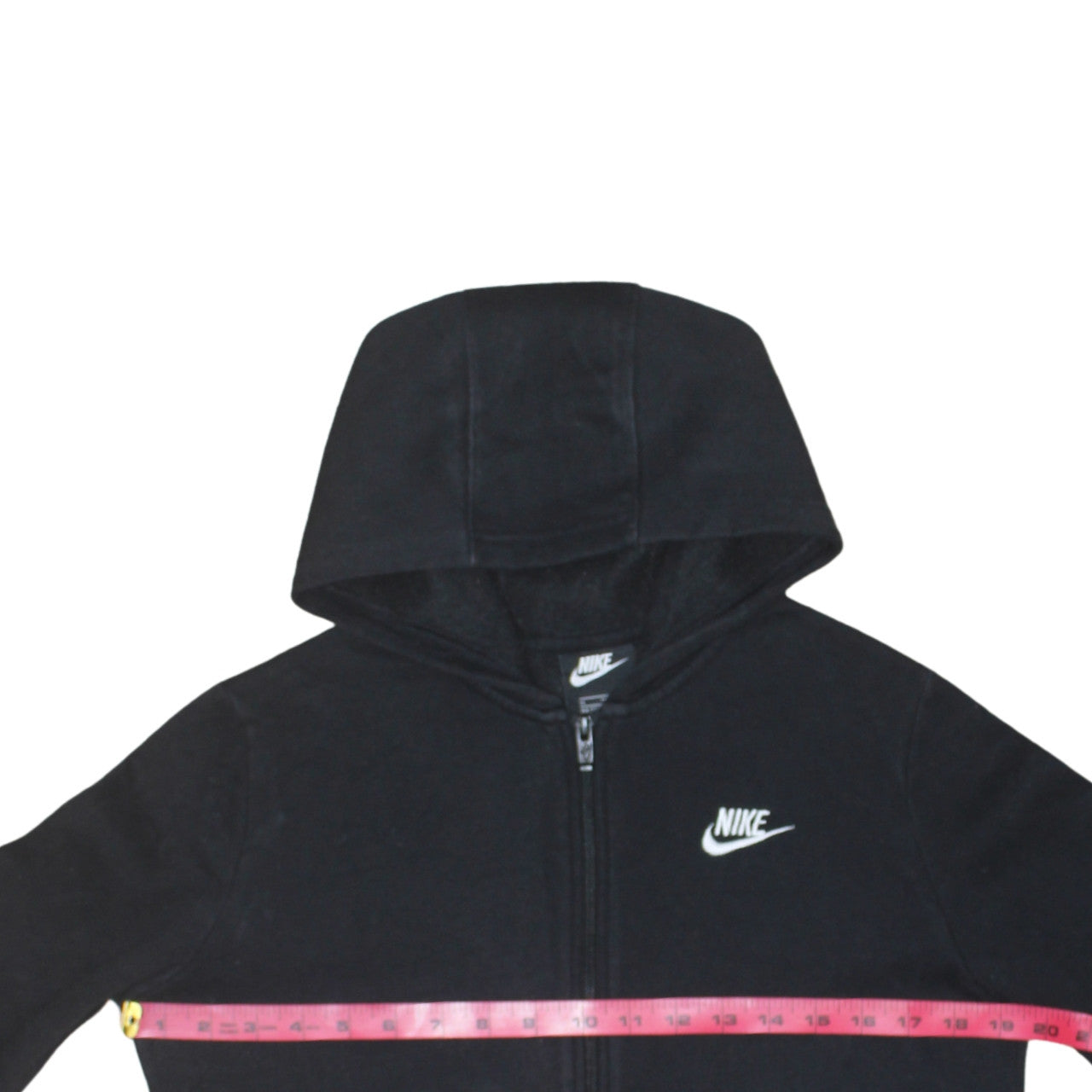 Nike Boys Black Full Zip Hoodie XL 158-170cm Fleece Lined Logo Sweatshirt