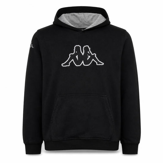 Front view of Kappa Men's Black Pullover Hoodie XL Logo Sportswear