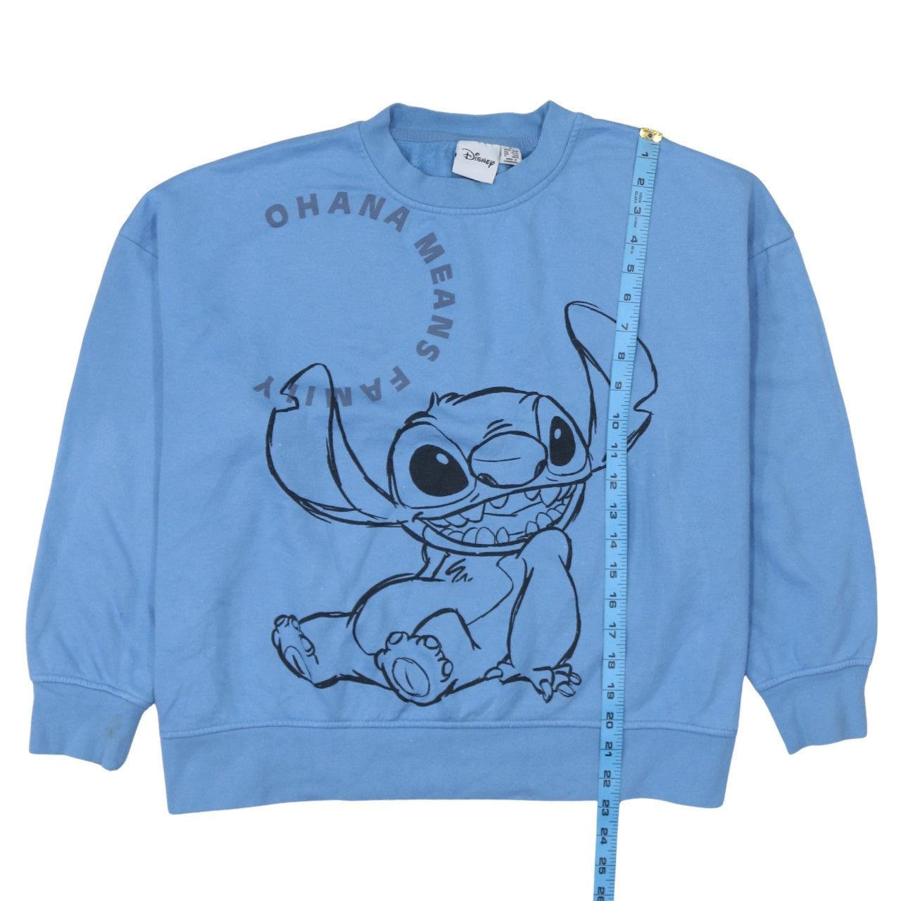 Disney Women Blue Stitch Ohana Means Family Pullover Sweatshirt Size 18/20