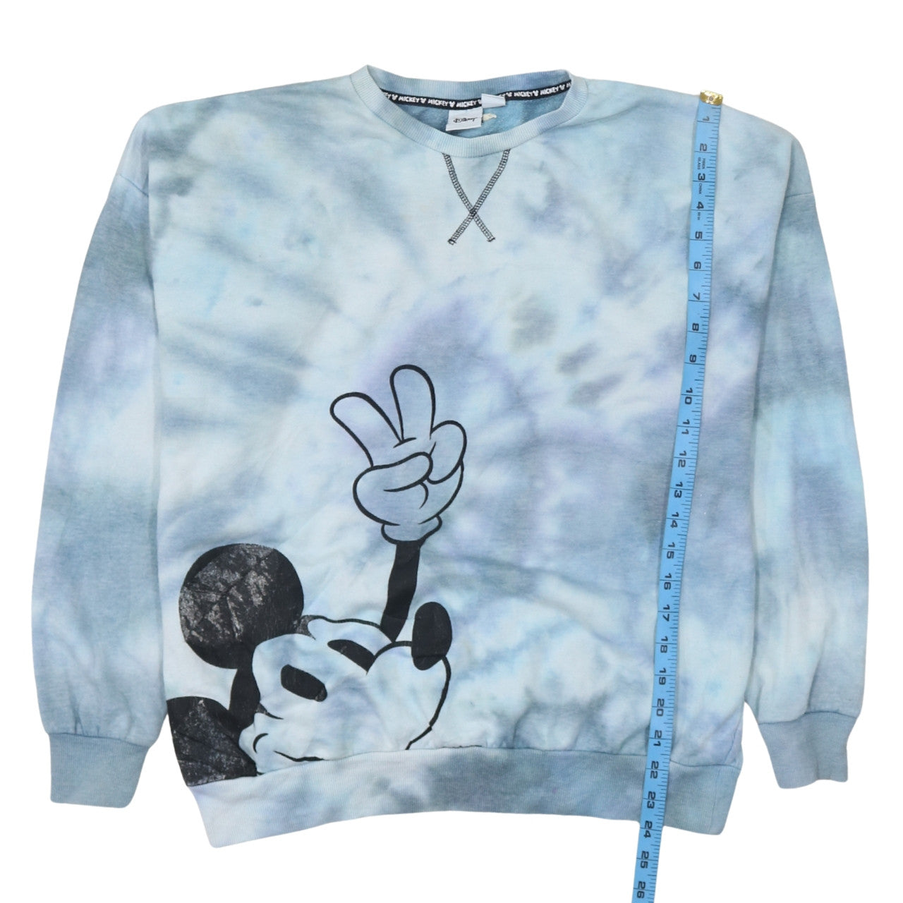 Disney Women Blue Tie-Dye Mickey Mouse Pullover Sweatshirt Size S