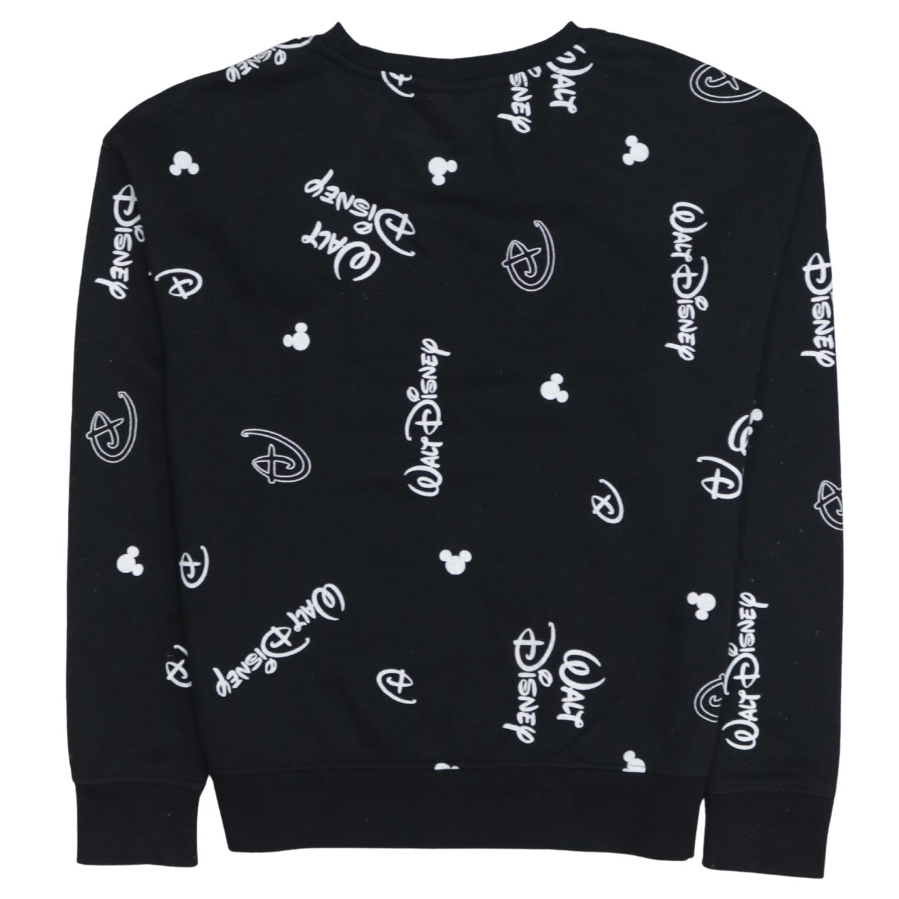 Disney Womens Black Sweatshirt 2XS Crew Neck Long Sleeve Walt Logo Print
