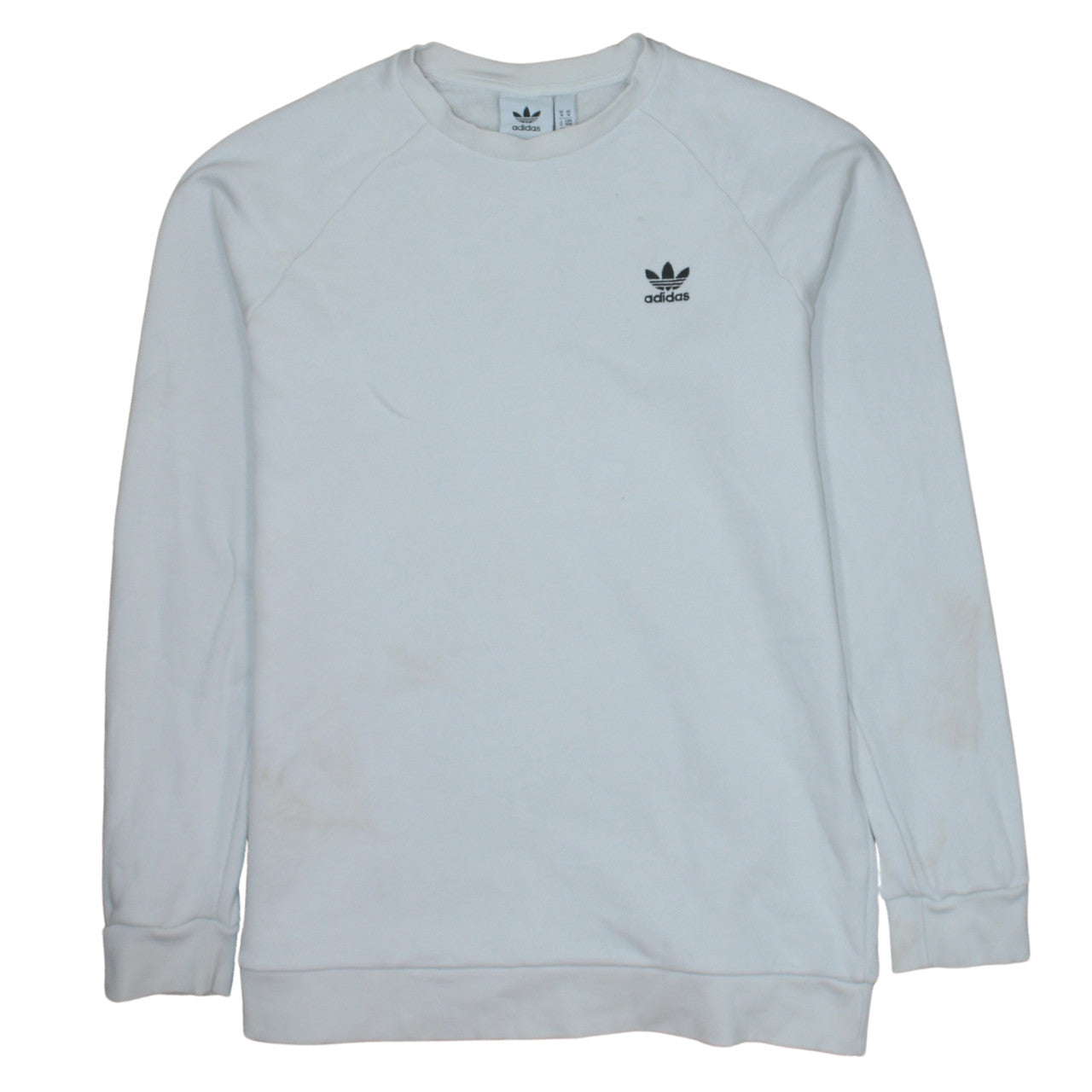 Adidas Men's White Crew Neck Logo Pullover Sweatshirt Size M