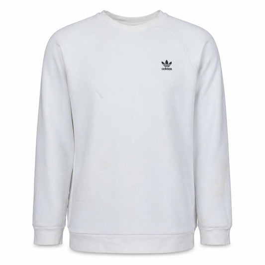 Adidas Men's White Crew Neck Logo Pullover Sweatshirt Size M