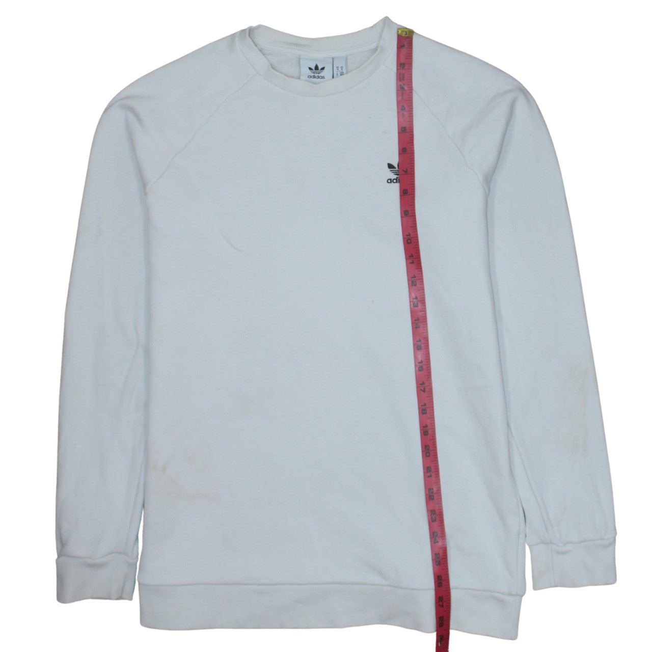 Adidas Men's White Crew Neck Logo Pullover Sweatshirt Size M