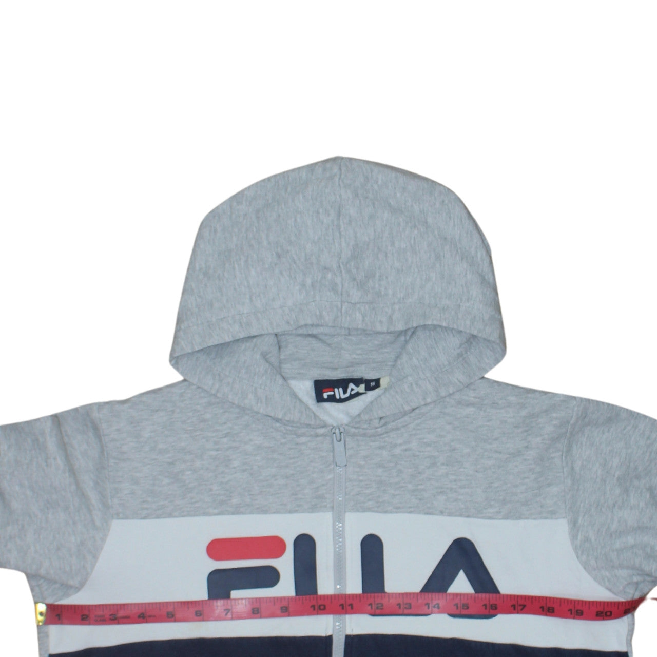 Fila Womens Grey Blue Full Zip Hoodie Size 16 Classic Logo Design