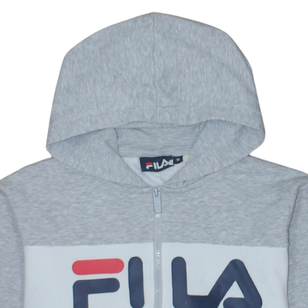 Fila Womens Grey Blue Full Zip Hoodie Size 16 Classic Logo Design