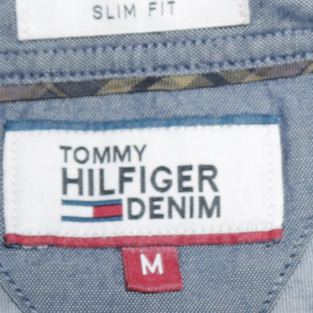 Tommy Hilfiger Denim Men's Green Slim Fit Plaid Button-Up Shirt M
