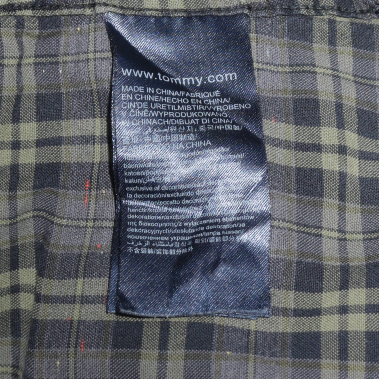 Tommy Hilfiger Denim Men's Green Slim Fit Plaid Button-Up Shirt M