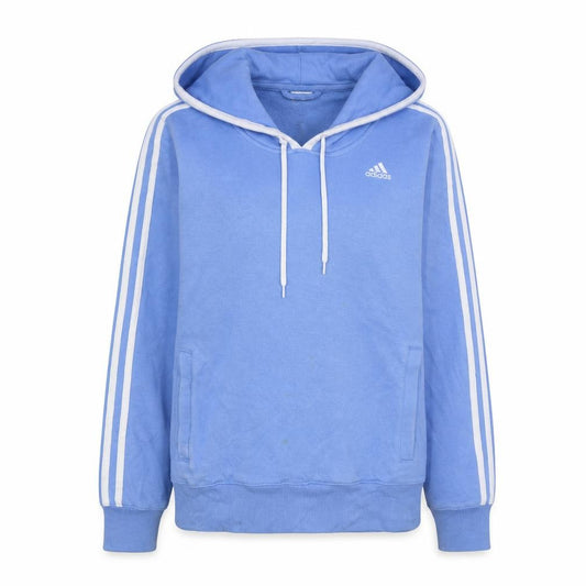 Adidas Women Blue Pullover Hoodie with Stripes Size 10