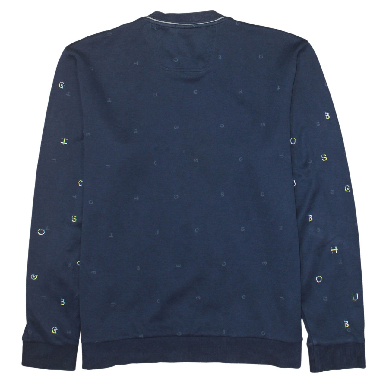 Hugo Boss Men's Blue Slim Fit Logo Crew Neck Sweatshirt XL
