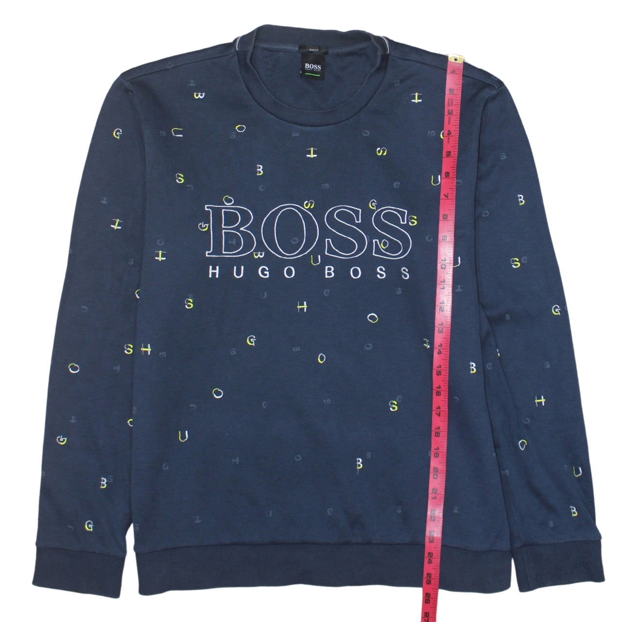 Hugo Boss Men's Blue Slim Fit Logo Crew Neck Sweatshirt XL