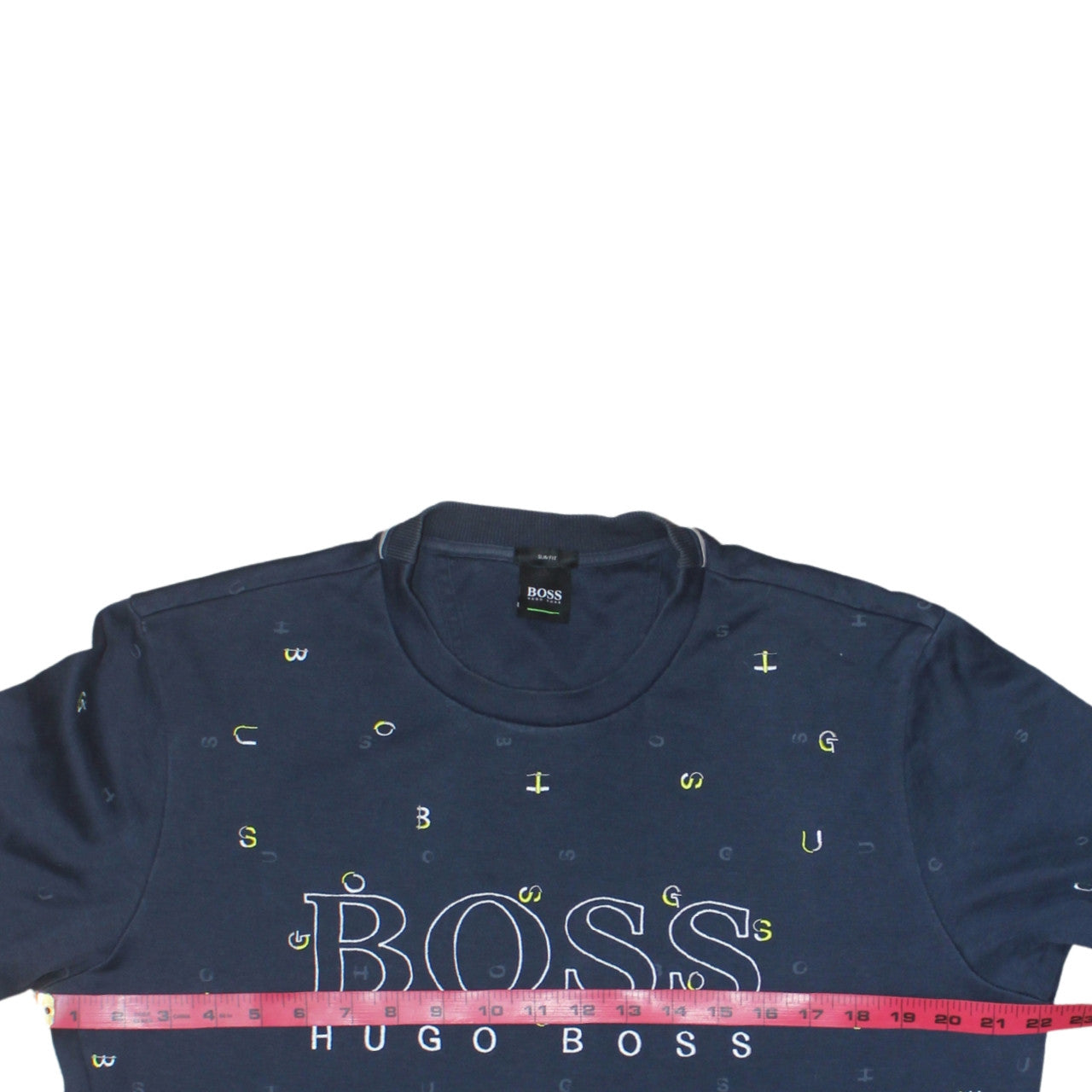 Hugo Boss Men's Blue Slim Fit Logo Crew Neck Sweatshirt XL