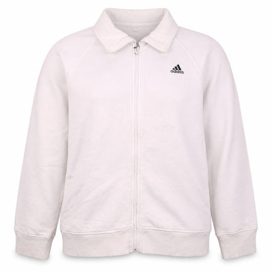 Adidas Womens White Full Zip Sweatshirt Size 18 Lined Hoodie