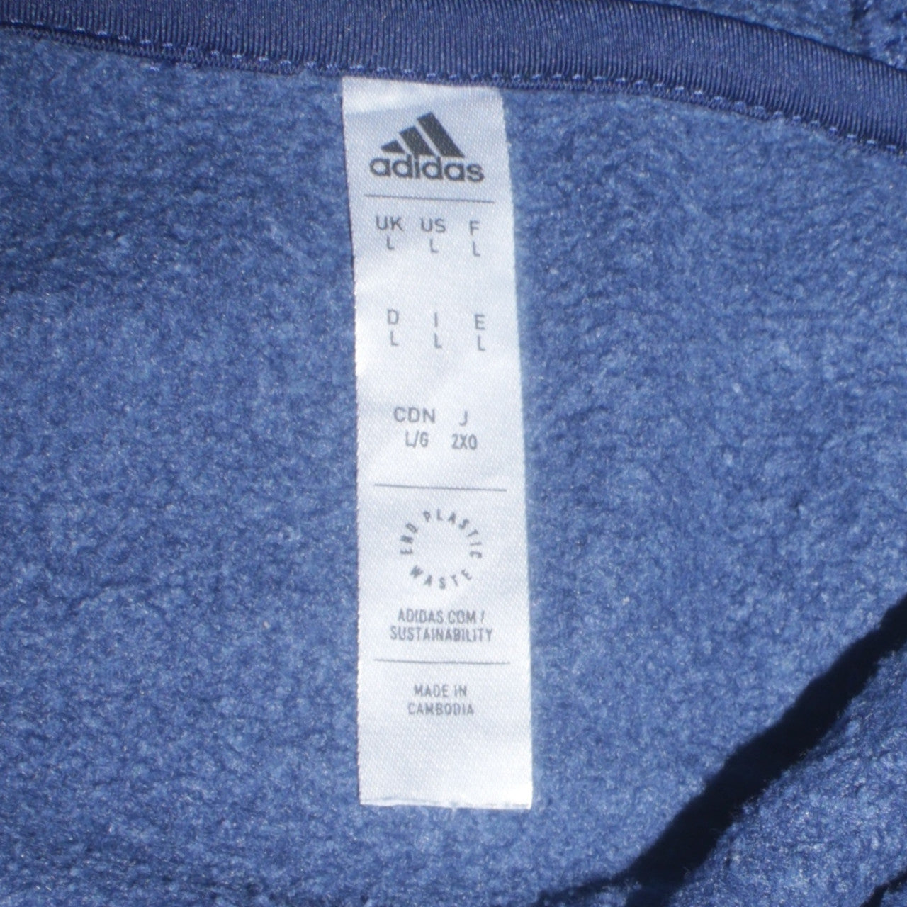Adidas Men's Blue Pullover Hoodie L Logo Fleece Sweatshirt