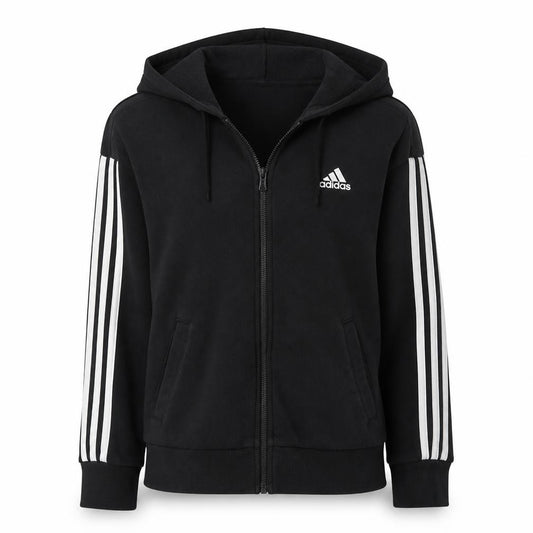 Adidas Women Black Full Zip Hoodie S Hooded Sweatshirt Casual Wear