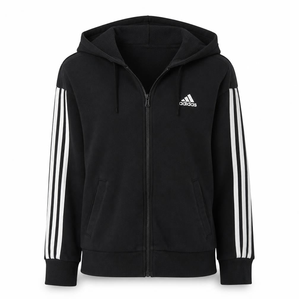 Adidas Women Black Full Zip Hoodie S Hooded Sweatshirt Casual Wear