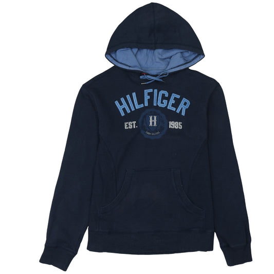 Tommy Hilfiger Men Blue Pullover Hoodie M Embroidered Logo Sports Style