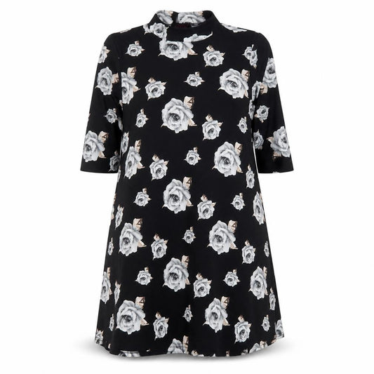 So Fabulous Women’s Black Floral High Neck A-Line Dress Size 22
