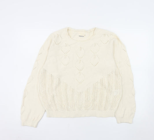 Indi & Cold Women's Ivory Organic Cotton Open-Knit Jumper M