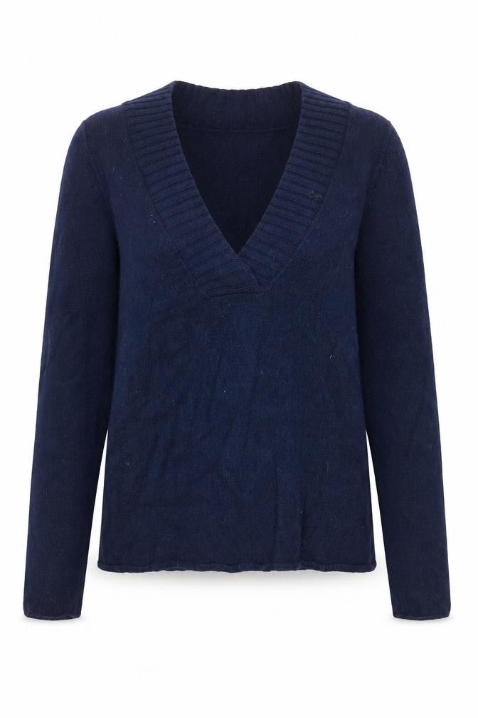 GAP Womens Navy V-Neck Long Sleeve Wool Blend Jumper Size M