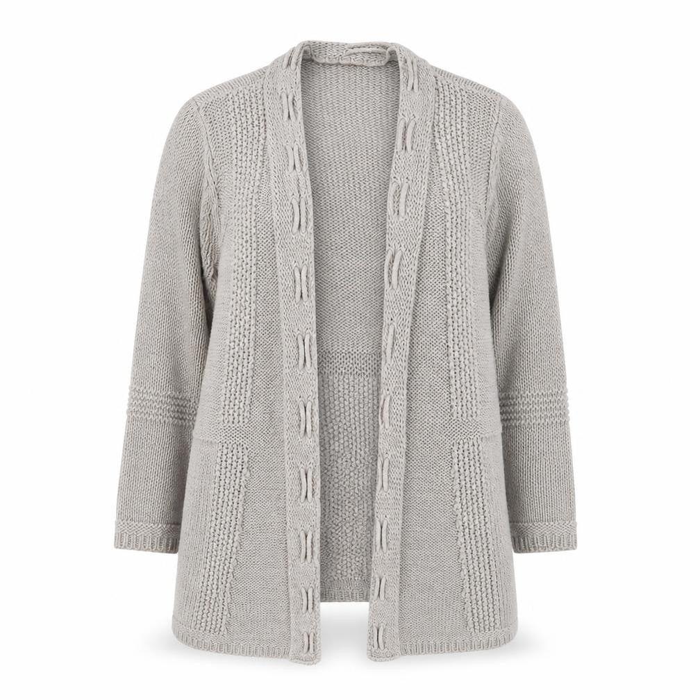 Marks & Spencer Women Beige Size 20 Chunky Knit Open Cardigan