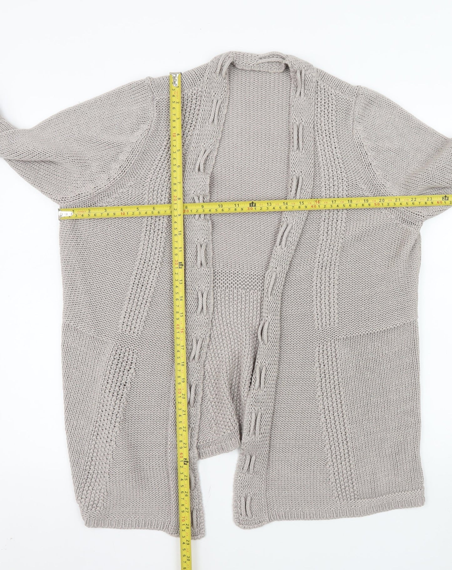 Marks and Spencer Women Beige Size 20 Chunky Knit Open Cardigan