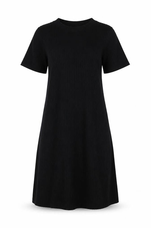 Zara Women Black Knit Short Sleeve T-Shirt Dress Size S