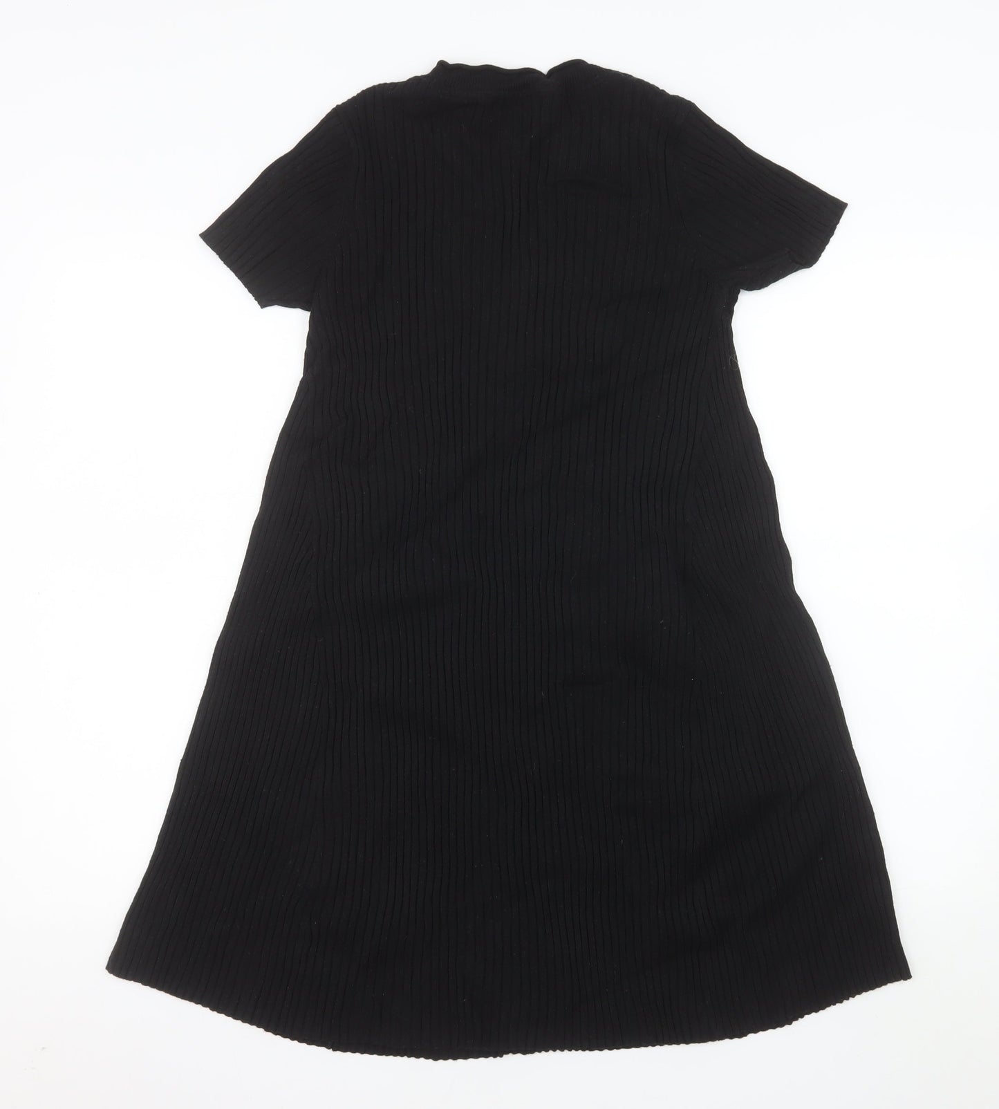 Zara Women Black Knit Short Sleeve T-Shirt Dress Size S