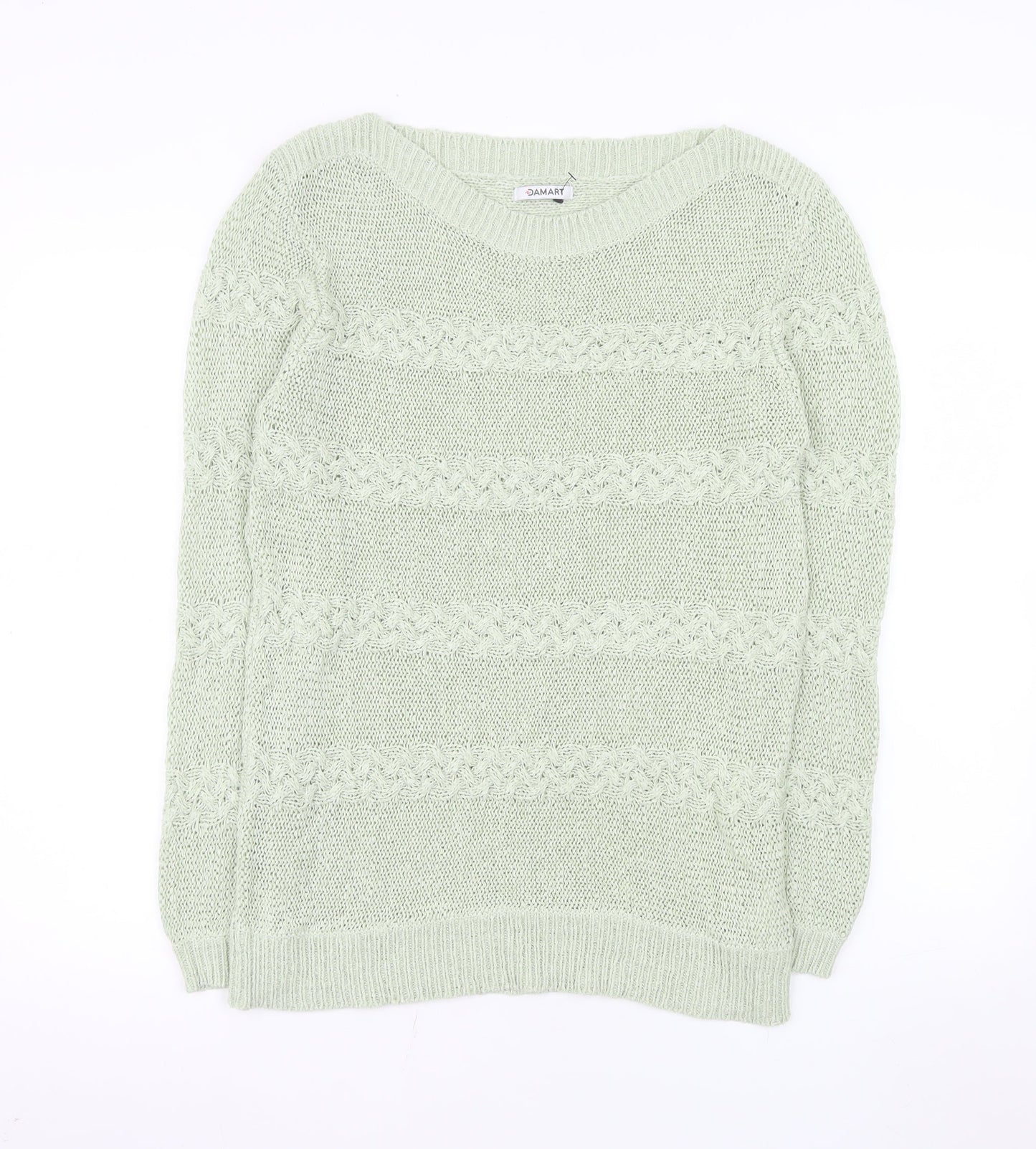Damart Womens Green Cable-Knit Crew Neck Jumper Size 18