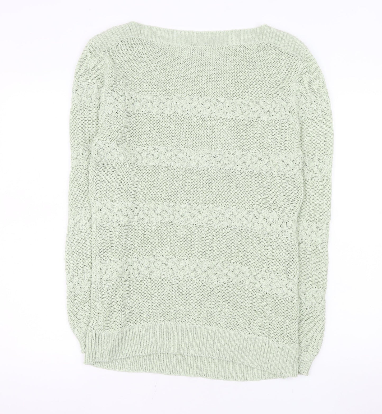 Damart Womens Green Cable-Knit Crew Neck Jumper Size 18