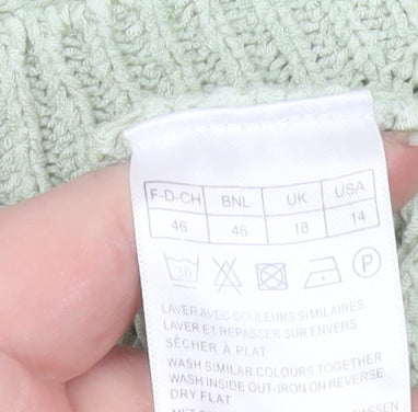 Damart Womens Green Cable-Knit Crew Neck Jumper Size 18