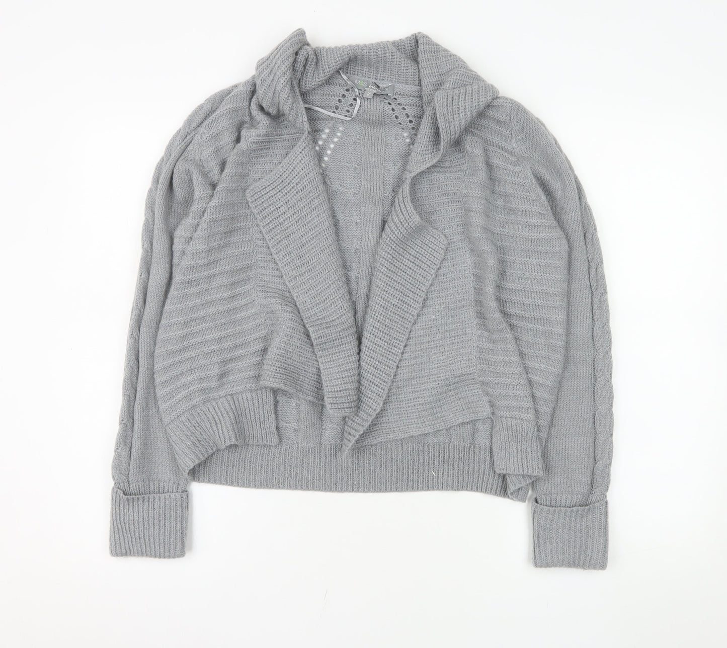 Marks and Spencer Women Grey Petite 14 Cable Knit Cardigan