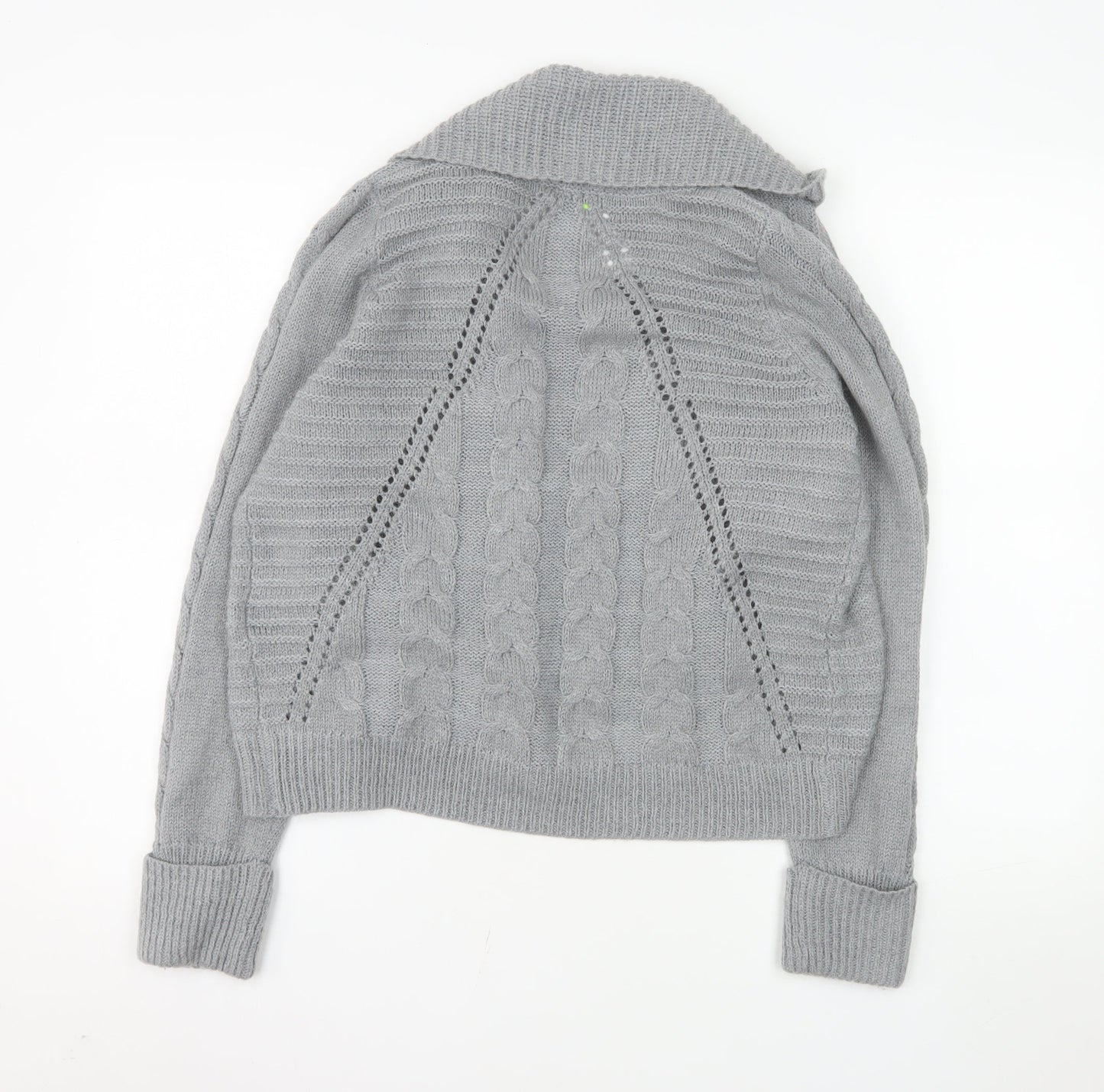 Marks and Spencer Women Grey Petite 14 Cable Knit Cardigan