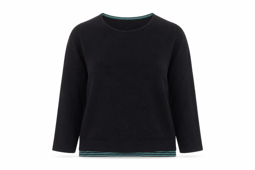 White Stuff Women's Black Cotton Blend Crew Neck Jumper Size 10