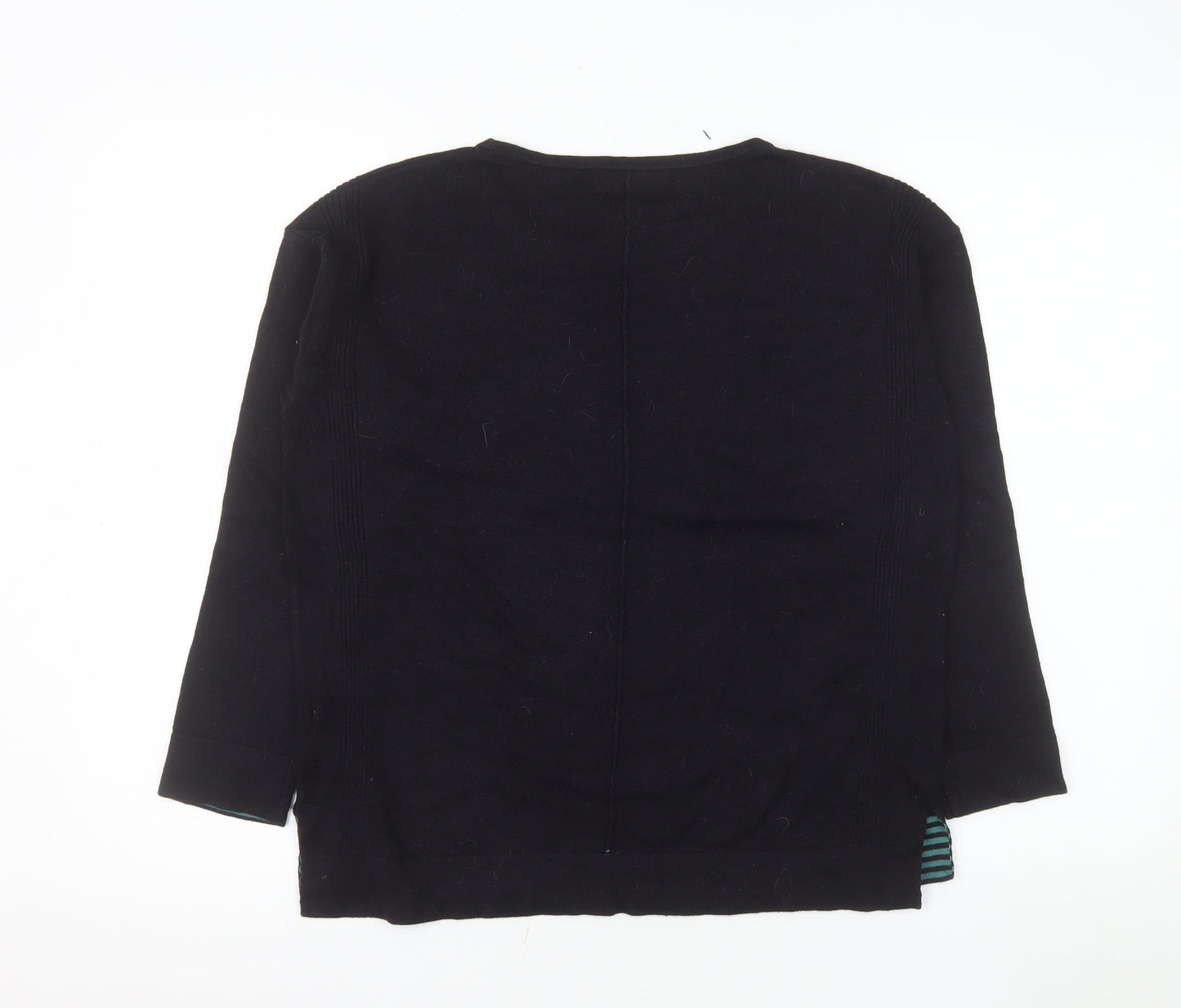 White Stuff Women's Black Cotton Blend Crew Neck Jumper Size 10