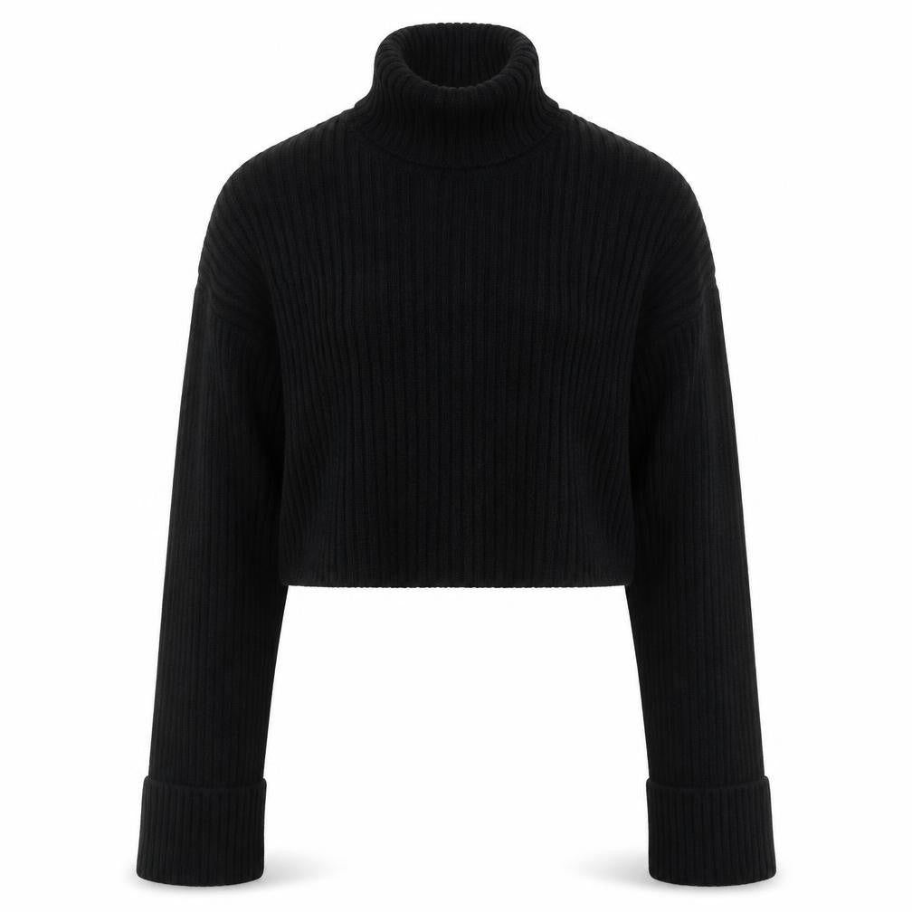 NA-KD Women's Black Roll Neck Ribbed Knit Jumper Size L