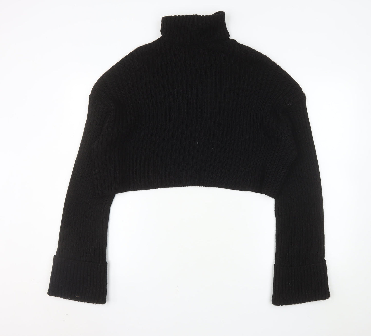 NA-KD Women's Black Roll Neck Ribbed Knit Jumper Size L